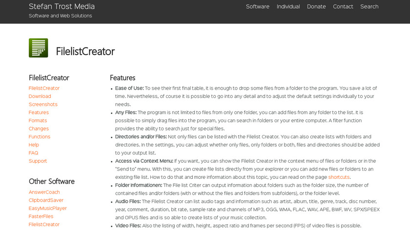 Filelist Creator Landing Page