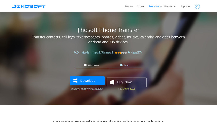 Jihosoft Phone Transfer Landing Page