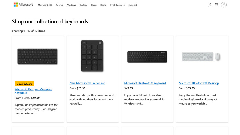 Microsoft Modern Keyboard Landing Page