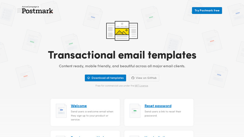 Transactional Email Templates by Postmark Landing Page