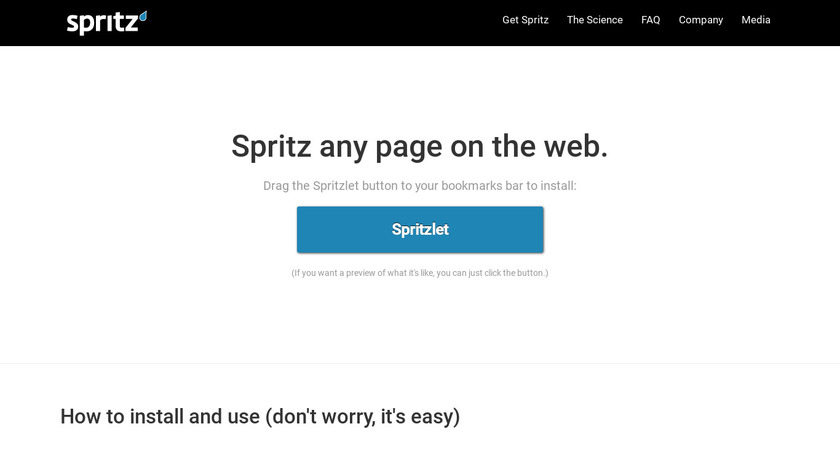 Spritz Bookmarklet Landing Page