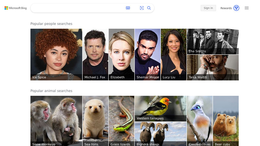 Bing Image Search Landing Page