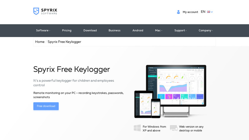 Spyrix Keylogger Free Landing Page