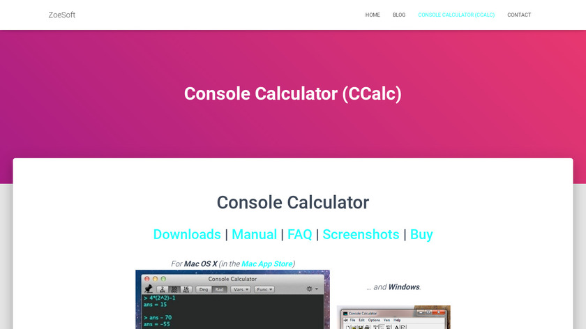 Console Calculator Landing Page