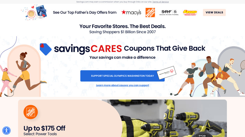 Savings.com Landing Page