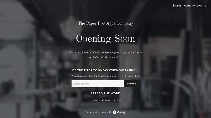 Paper Prototype Landing Page