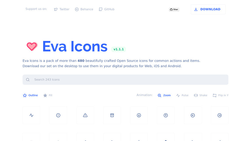 Eva Icons Landing Page