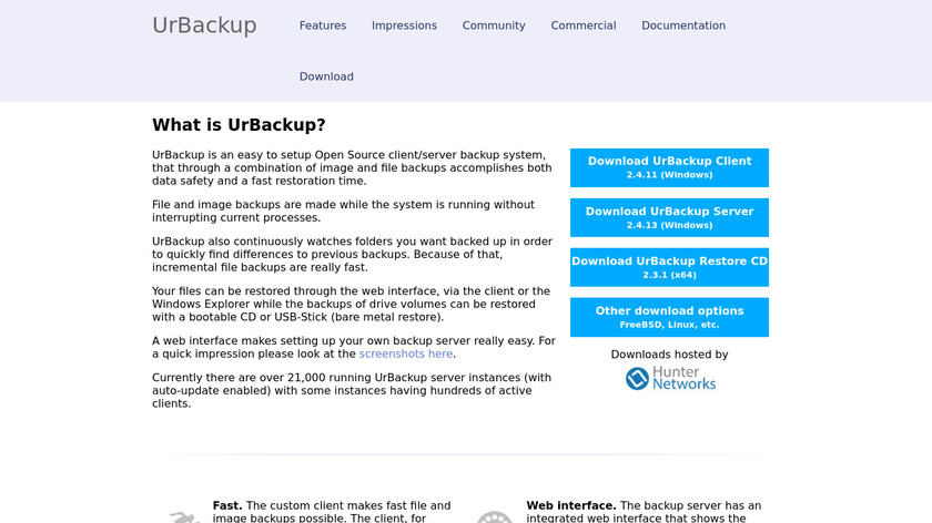 UrBackup Landing Page
