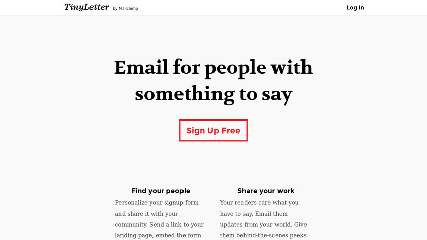TinyLetter Landing Page