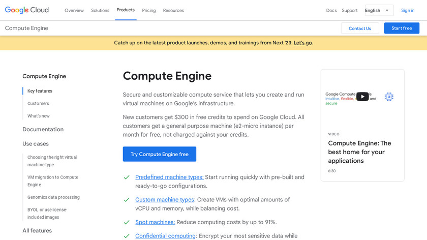 Google Compute Engine Landing Page