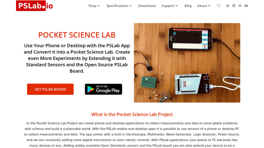 Pocket Science Lab Landing Page