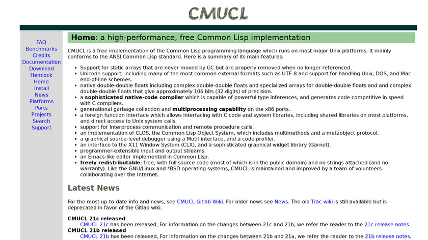 CMU Common Lisp Landing Page