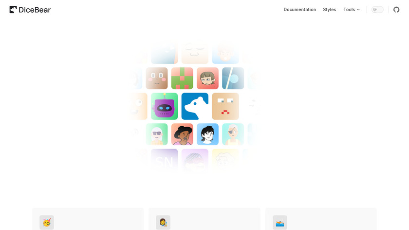 DiceBear Avatars Landing Page