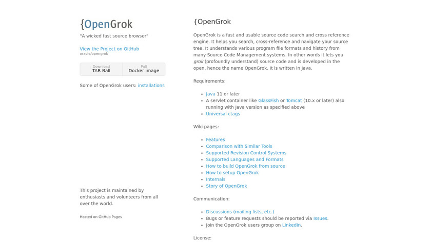 OpenGrok Landing Page