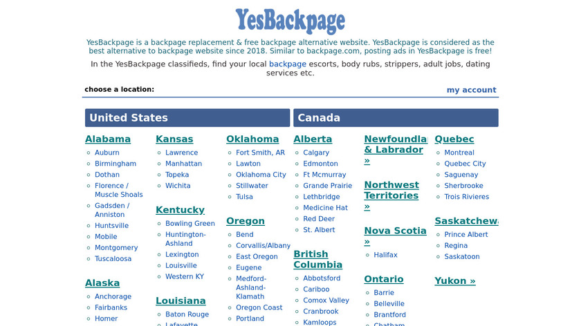 YesBackpage Landing Page