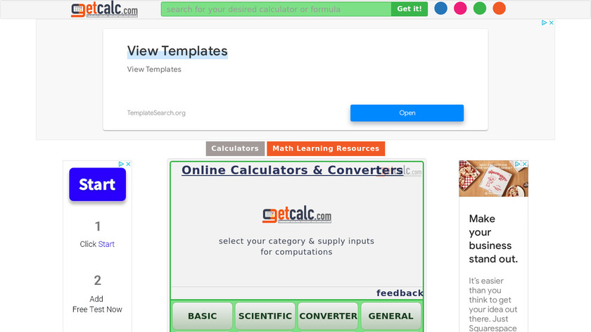 Getcalc Landing Page