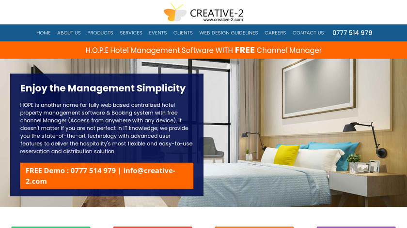 H.O.P.E Hotel Management Software Landing Page