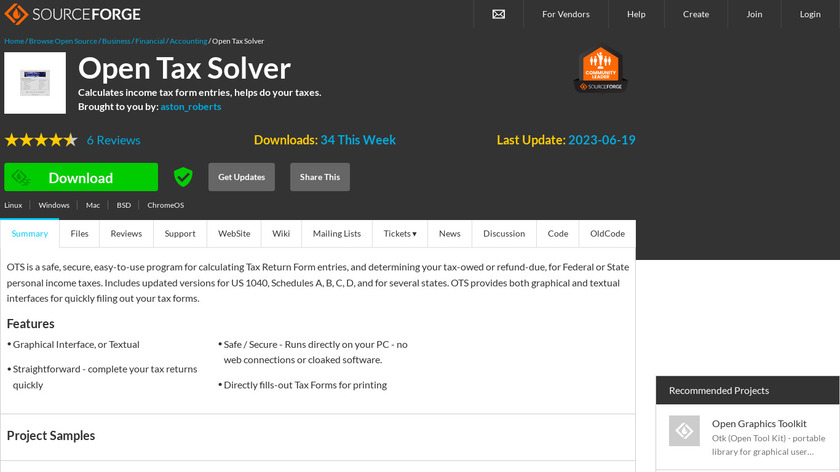 Open Tax Solver Landing Page