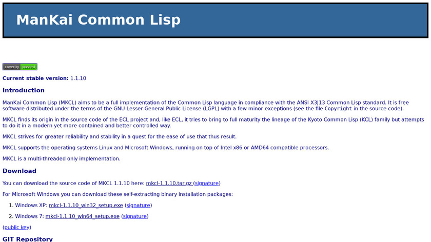 ManKai Common Lisp Landing Page