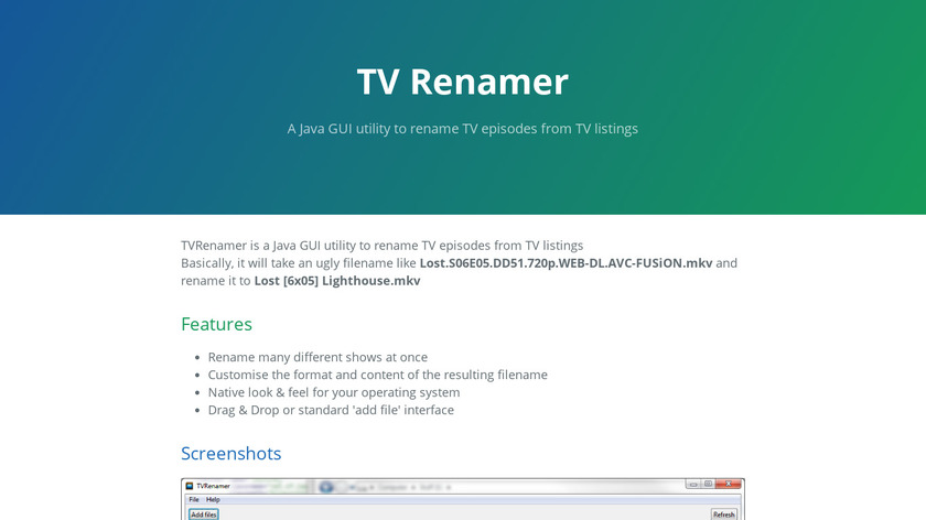 TVRenamer Landing Page