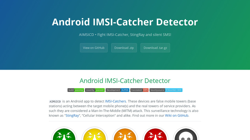 Android IMSI-Catcher Detector Landing Page