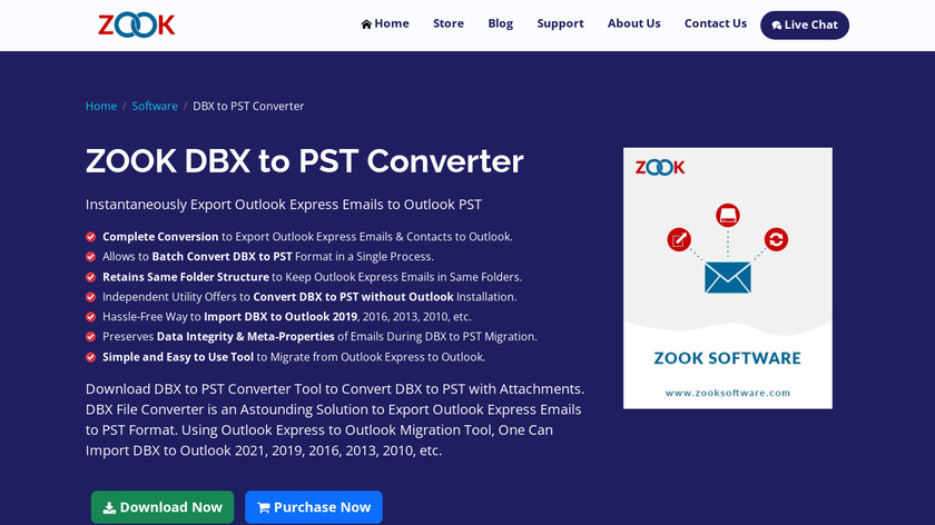 ZOOK DBX to PST Converter Landing Page