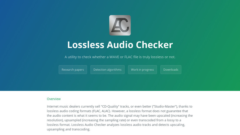 Lossless Audio Checker Landing Page