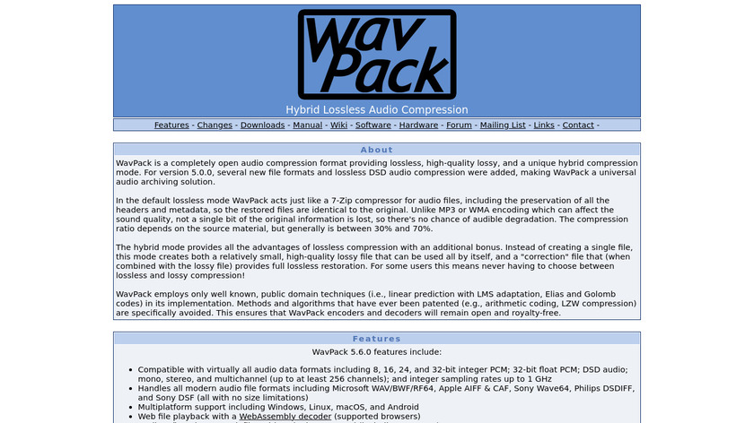 WavPack Landing Page