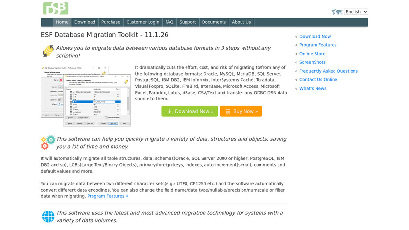 ESF Database Migration Toolkit Landing Page