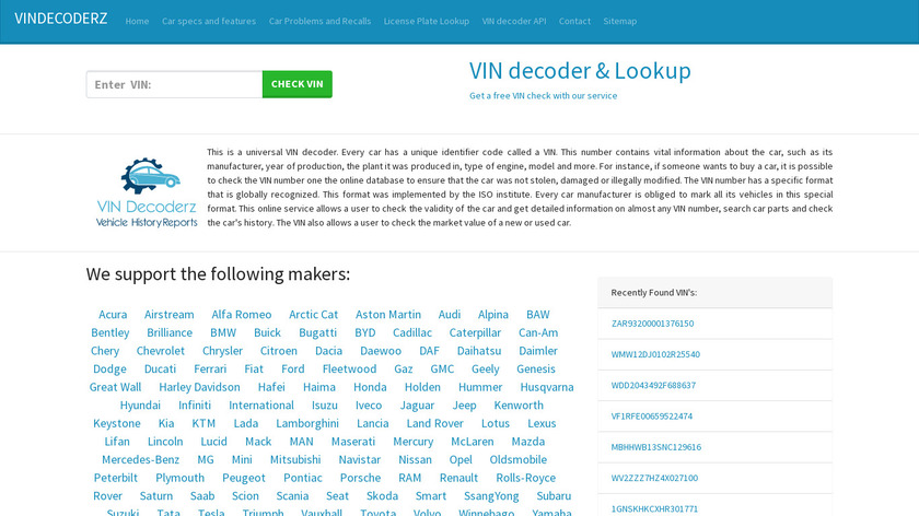 VinDecoderz Landing Page
