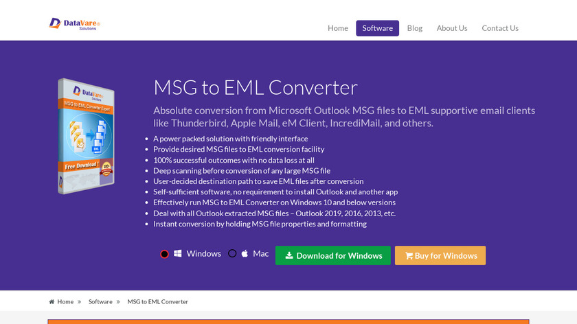 DataVare MSG to EML Converter Landing Page