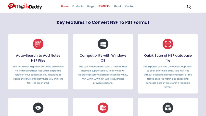 MailsDaddy NSF to PST converter Landing Page