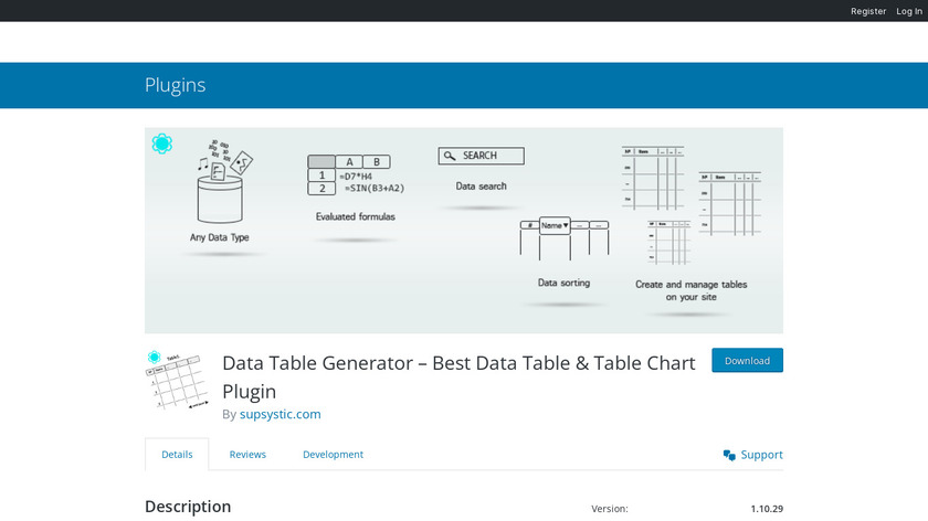 Data Tables Generator by Supsystic Landing Page