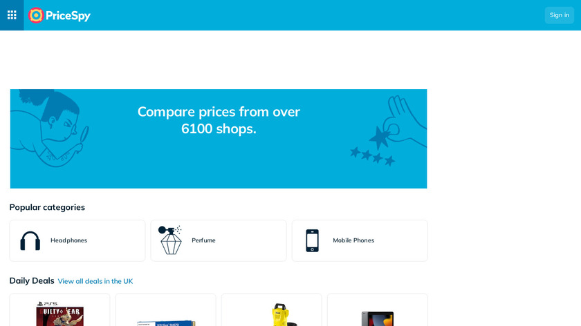 PriceSpy Landing Page