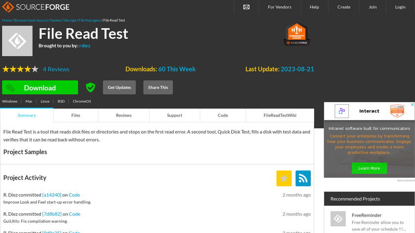 Quick Disk Test Landing Page