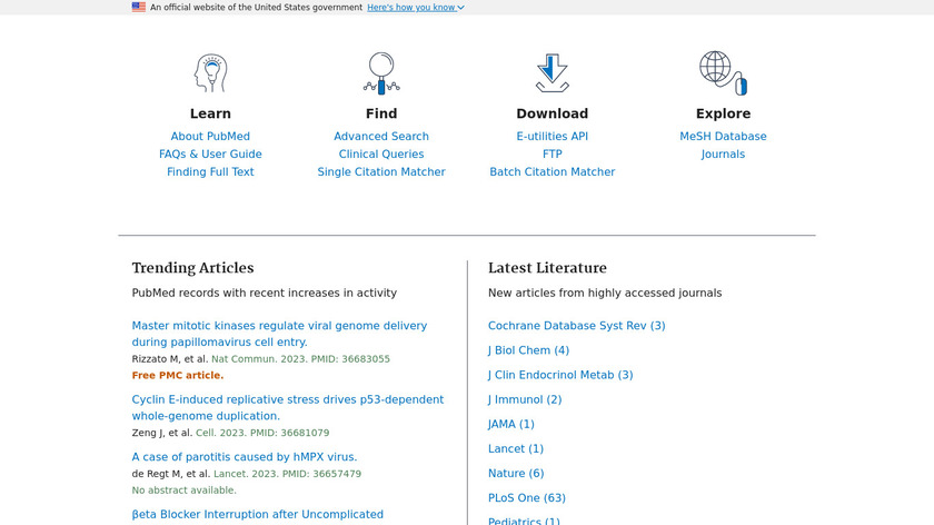 PubMed.gov Landing Page