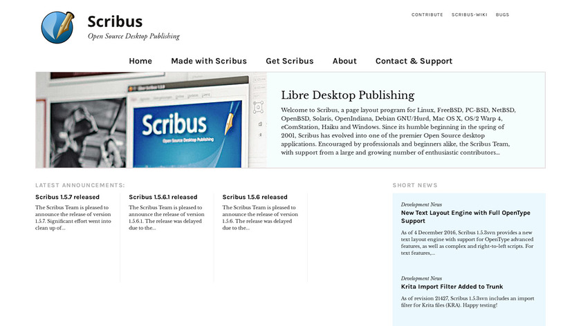 Scribus Landing Page