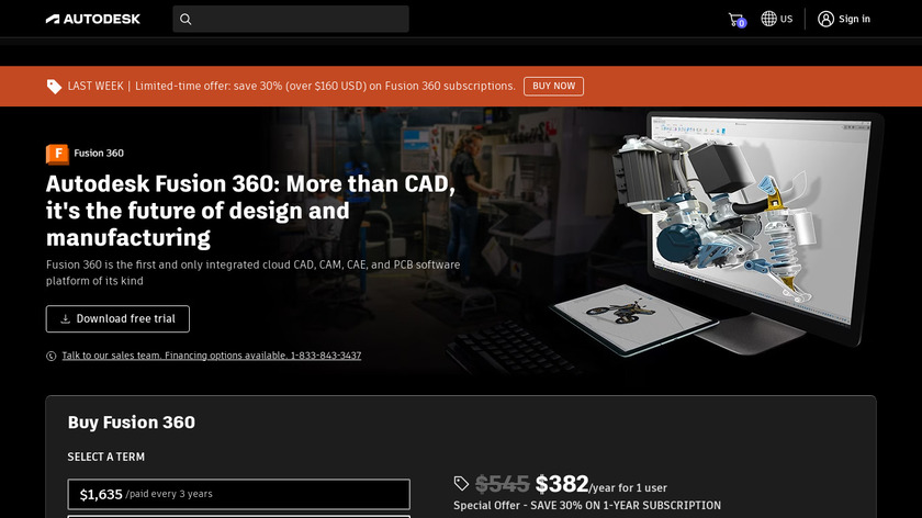 Autodesk Fusion 360 Landing Page