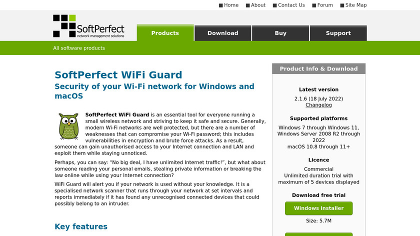 SoftPerfect WiFi Guard Landing Page