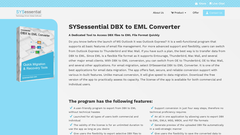 SYSessential DBX to EML Converter Landing Page