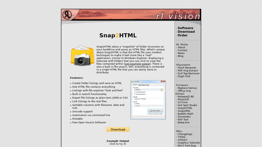 Snap2html Landing Page