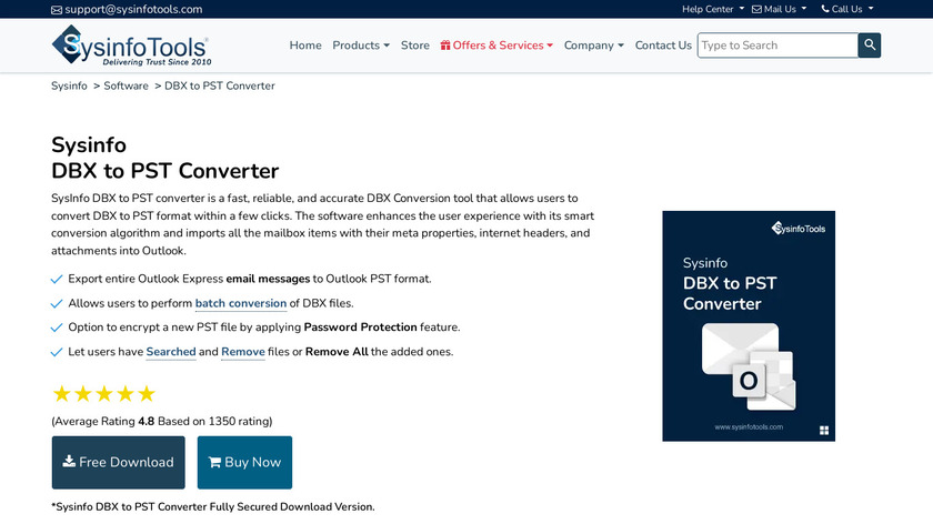 SysInfoTools DBX To PST Converter Landing Page