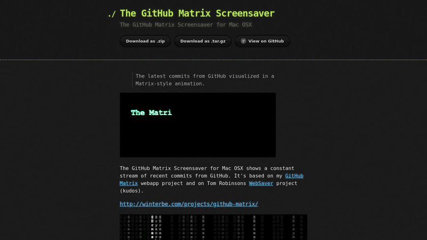 The GitHub Matrix Screensaver Landing Page