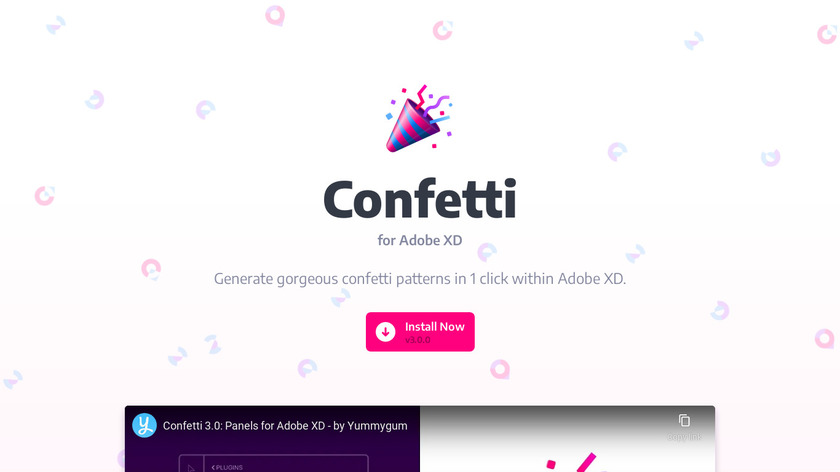 Confetti for Adobe XD Landing Page