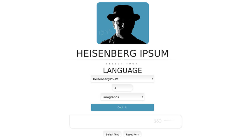 Heisenberg Ipsum Landing Page
