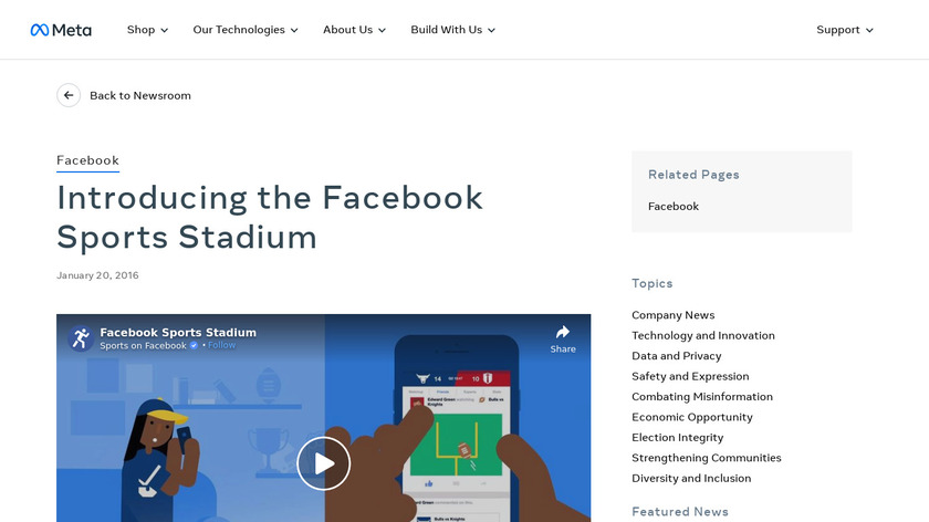 Facebook Sports Stadium Landing Page