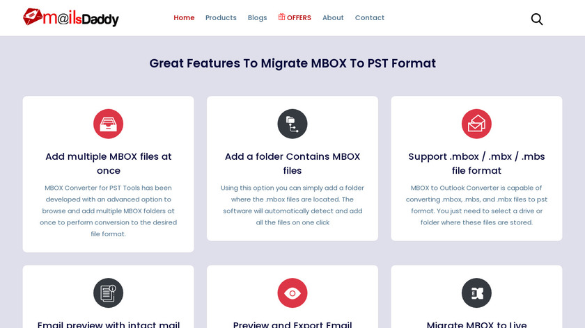 MailsDaddy MBOX to PST Converter Landing Page