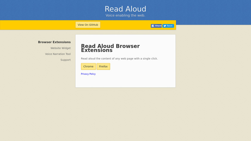 Read Aloud - Browser Extension Landing Page