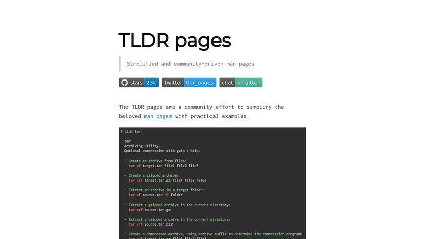 TLDR pages Landing Page