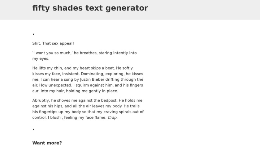 50 Shades Text Generator Landing Page